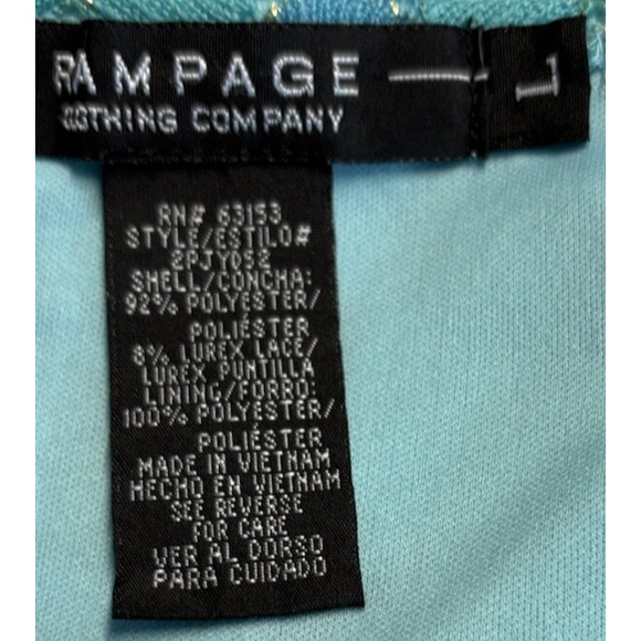 Vtg 90s Y2k Rampage Large Tank Top Babydoll Crocheted Blue Green 70's Lace Fariy - Picture 6 of 12